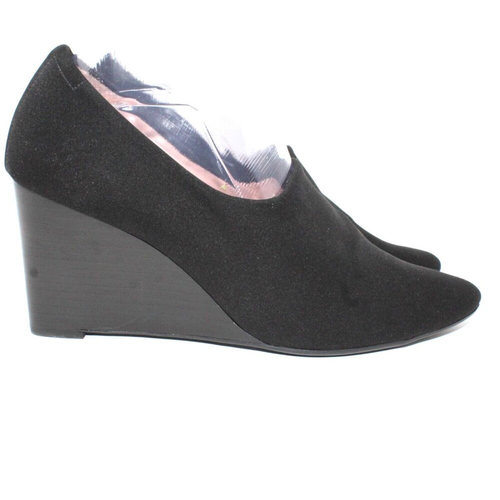 Taryn Rose Womens Sz 9.5 Yvonne Black Pumps Stacked Wedge Slip On 3" High Heels - Picture 9 of 12